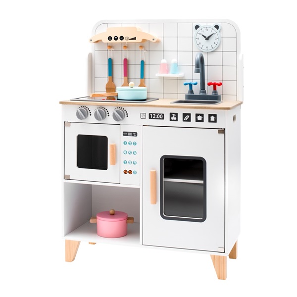 Dětská dřevěná kuchyňka s vybavením Montessori Baby Mix bílá