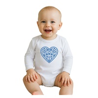 Dětské body s potiskem New Baby Lidový vzor modré srdíčko