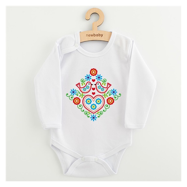 Dětské body s potiskem New Baby Lidový vzor ptáčci