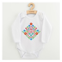 Dětské body s potiskem New Baby Lidový vzor ptáčci