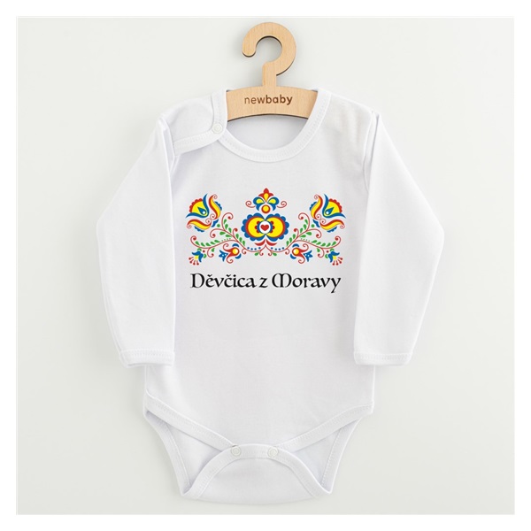 Dětské body s potiskem New Baby Lidový vzor Děvčica z Moravy