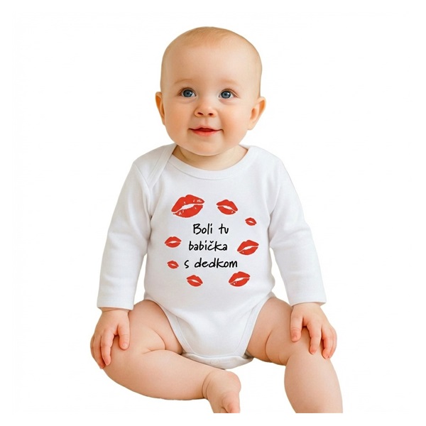 Dětské body s potiskem New Baby Boli tu babička s dedkom