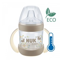 Kojenecká láhev na učení NUK for Nature s kontrolou teploty 6-18m hnědá