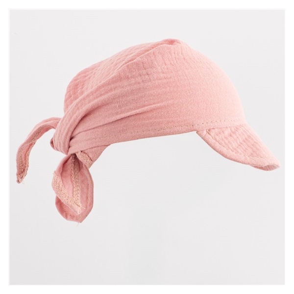 Dětský letní mušelínový šátek s kšiltem New Baby pink