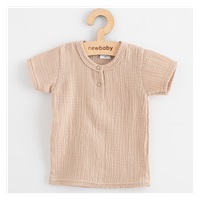 Kojenecká mušelínová souprava tričko a kalhoty New Baby beige