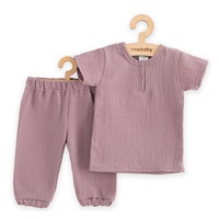Kojenecká mušelínová souprava tričko a kalhoty New Baby lavender