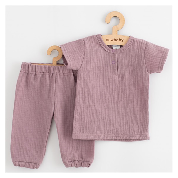 Kojenecká mušelínová souprava tričko a kalhoty New Baby lavender