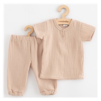 Kojenecká mušelínová souprava tričko a kalhoty New Baby beige