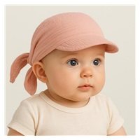Dětský letní mušelínový šátek s kšiltem New Baby pink