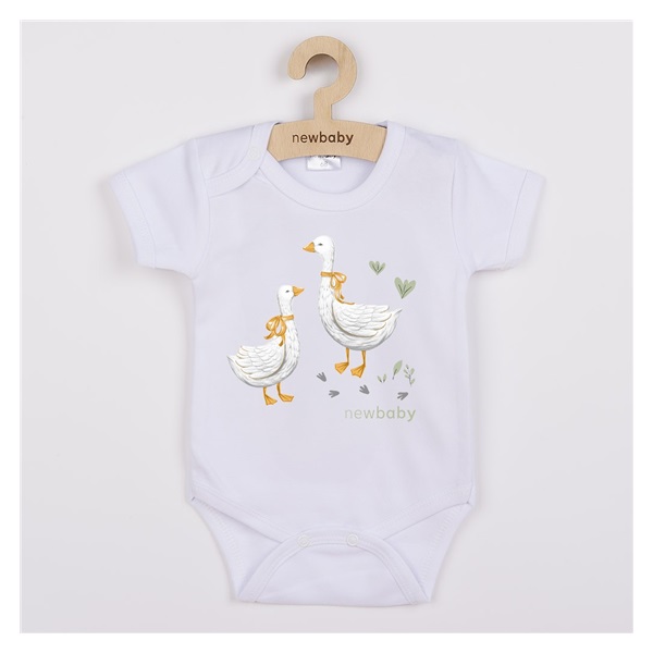 Dětské body s potiskem New Baby Husičky - krátký rukáv