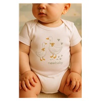 Dětské body s potiskem New Baby Husičky - krátký rukáv