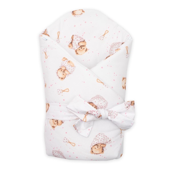 Dětská zavinovačka New Baby Sweet teddy bear 80x80 cm pink