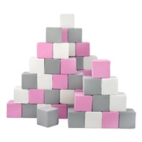 Pěnové kostky-sada 45 velkých pěnových kostek Pyramida pink white grey