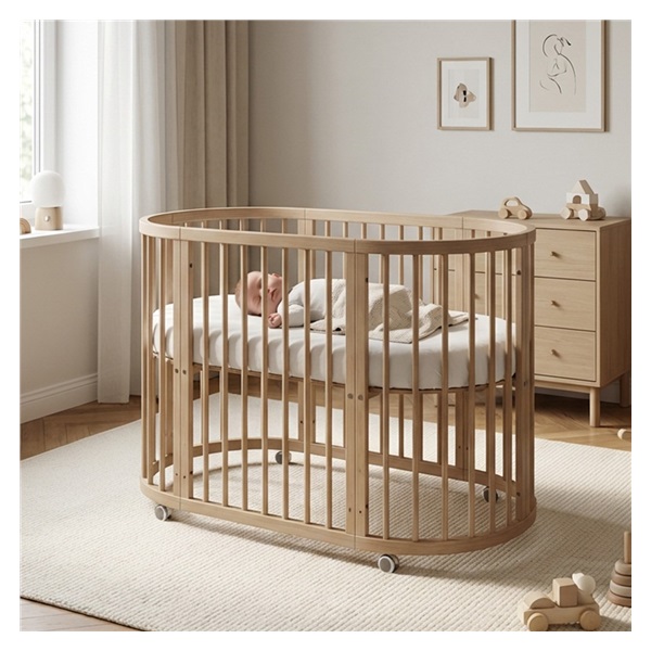 Dětská rostoucí postýlka 3v1 oválná + matrace New Baby kašmírová