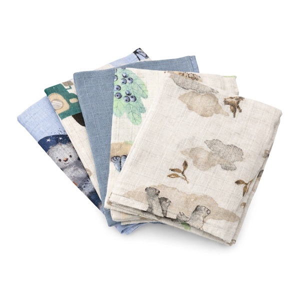 Bavlněné pleny s potiskem NEW BABY 60x80 cm STANDARD  BOY 5 ks