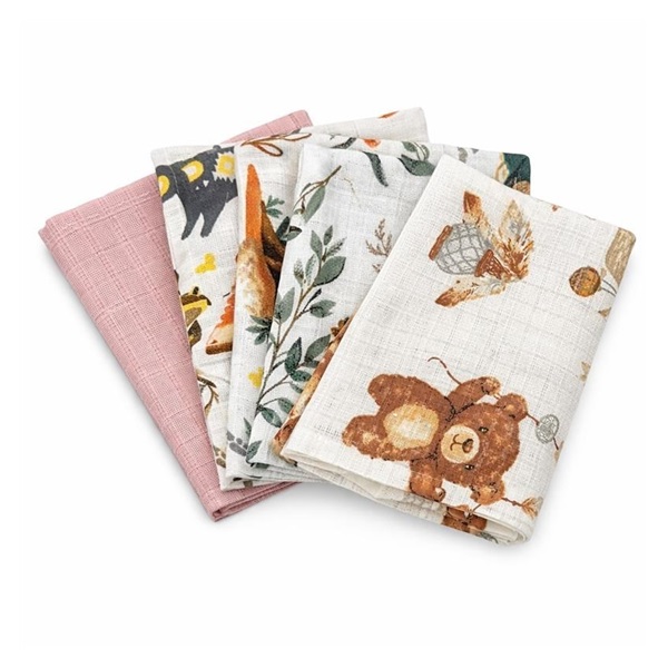 Bavlněné pleny s potiskem NEW BABY 60x80 cm STANDARD  GIRL 5 ks