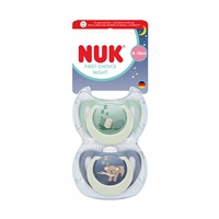 Dudlík NUK First Choice Night 0-6m 2 ks Hippo/Koala