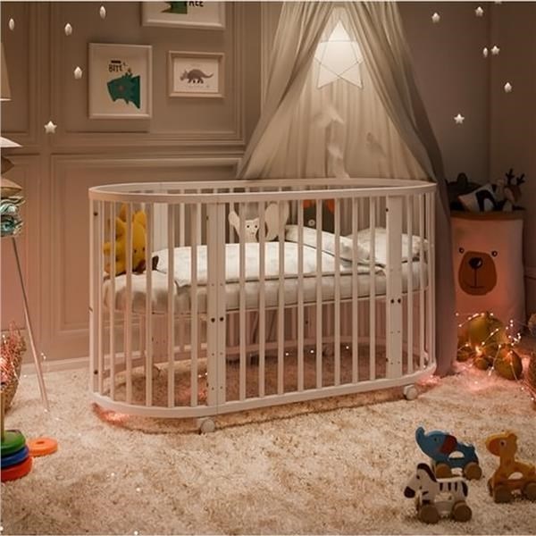 Dětská rostoucí postýlka 3v1 oválná + matrace New Baby bílá