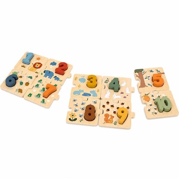 Dřevěné puzzle s čísly pro nejmenší Baby Mix