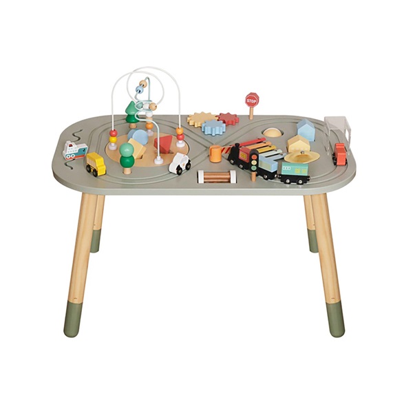 Dětský dřevěný Montessori hrací stolek s aktivitami Baby Mix