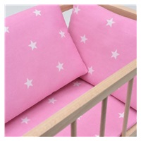 Dřevěná postýlka-kolébka pro panenky s povlečením Baby Mix stars pink