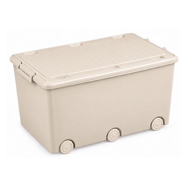 Víceúčelový box na hračky na kolečkách Tega light beige