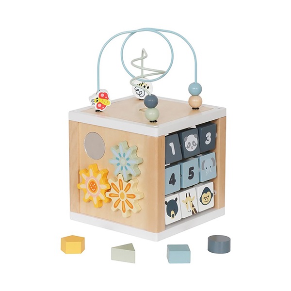 Dětská dřevěná Montessori kostka s aktivitami Baby Mix