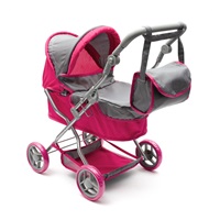 Hluboký kočárek pro panenky Baby Mix Viola růžovo šedý