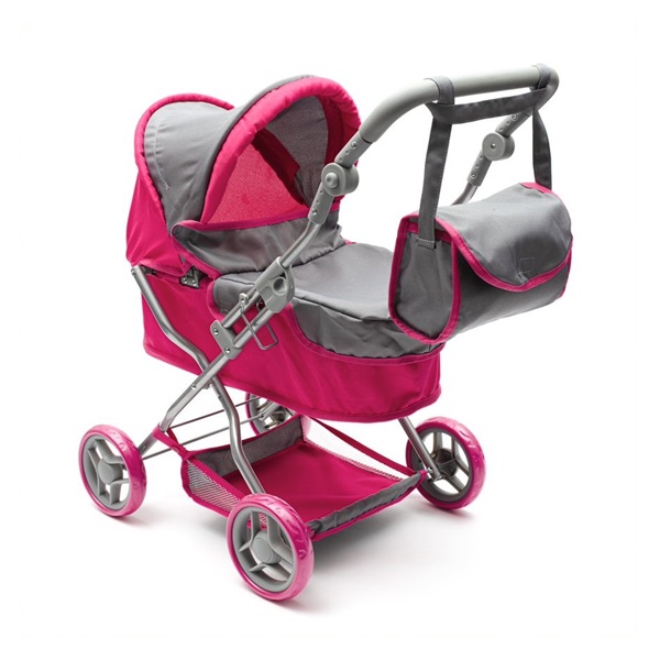 Hluboký kočárek pro panenky Baby Mix Viola růžovo šedý