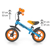 Dětské odrážedlo kolo Milly Mally Dragon s brzdou orange-blue